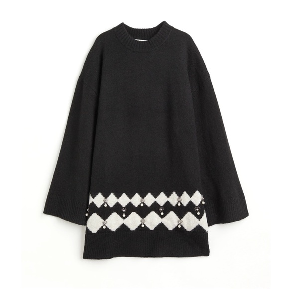 NWT H&M Appliquéd knit oversized sweater dress - Picture 4 of 8